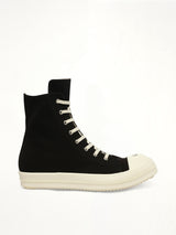 Sneaks in Black/Milk/Milk Side View | RICK OWENS DRKSHDW
