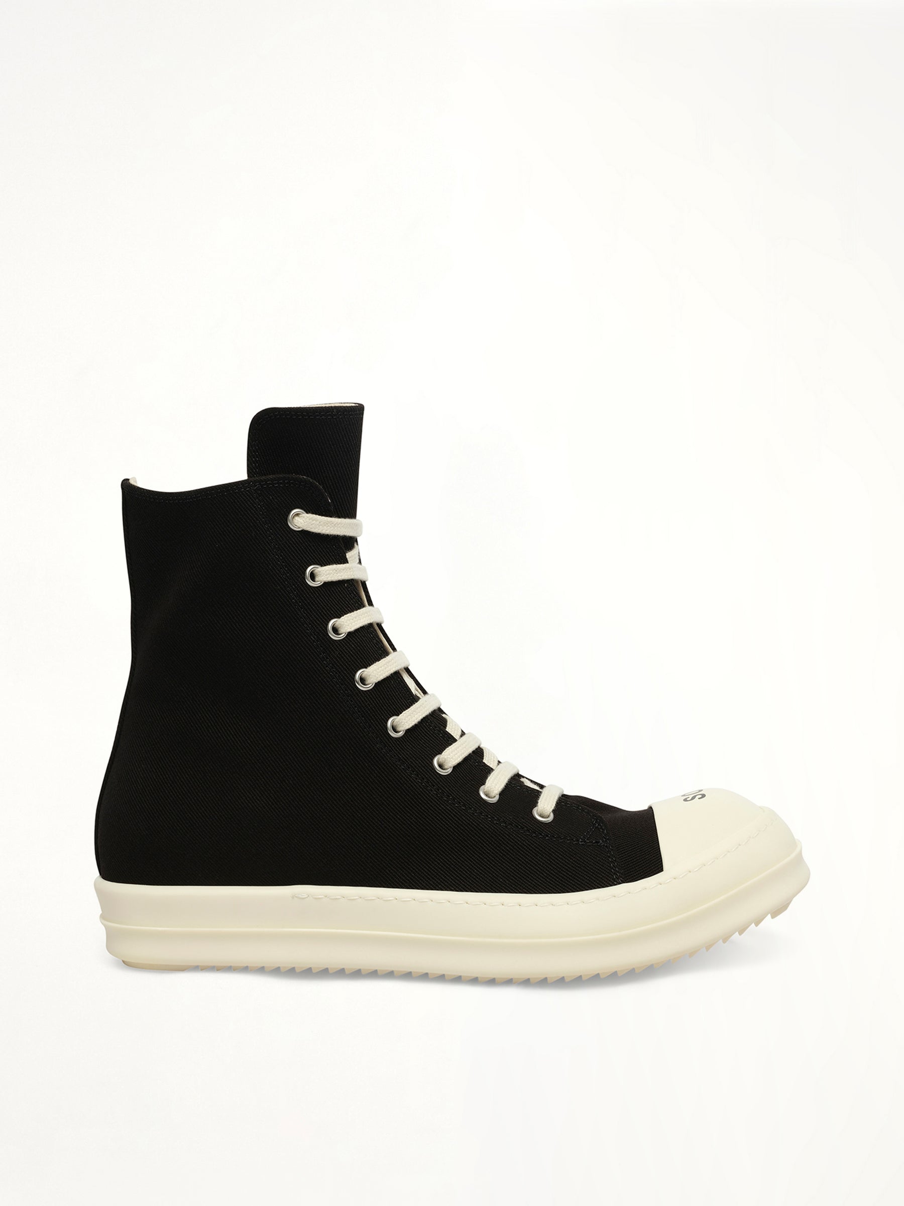 Sneaks in Black/Milk/Milk Side View | RICK OWENS DRKSHDW