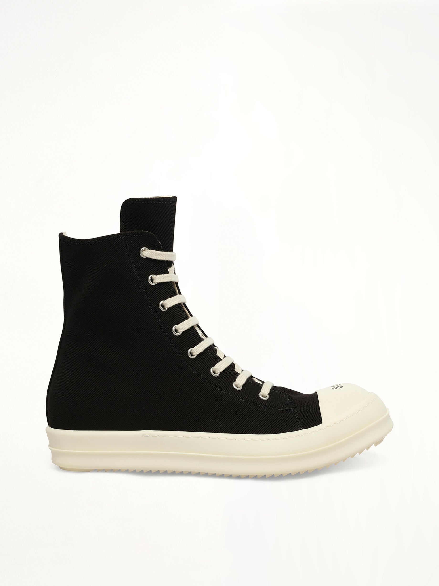 Sneaks in Black/Milk/Milk Side View | RICK OWENS DRKSHDW