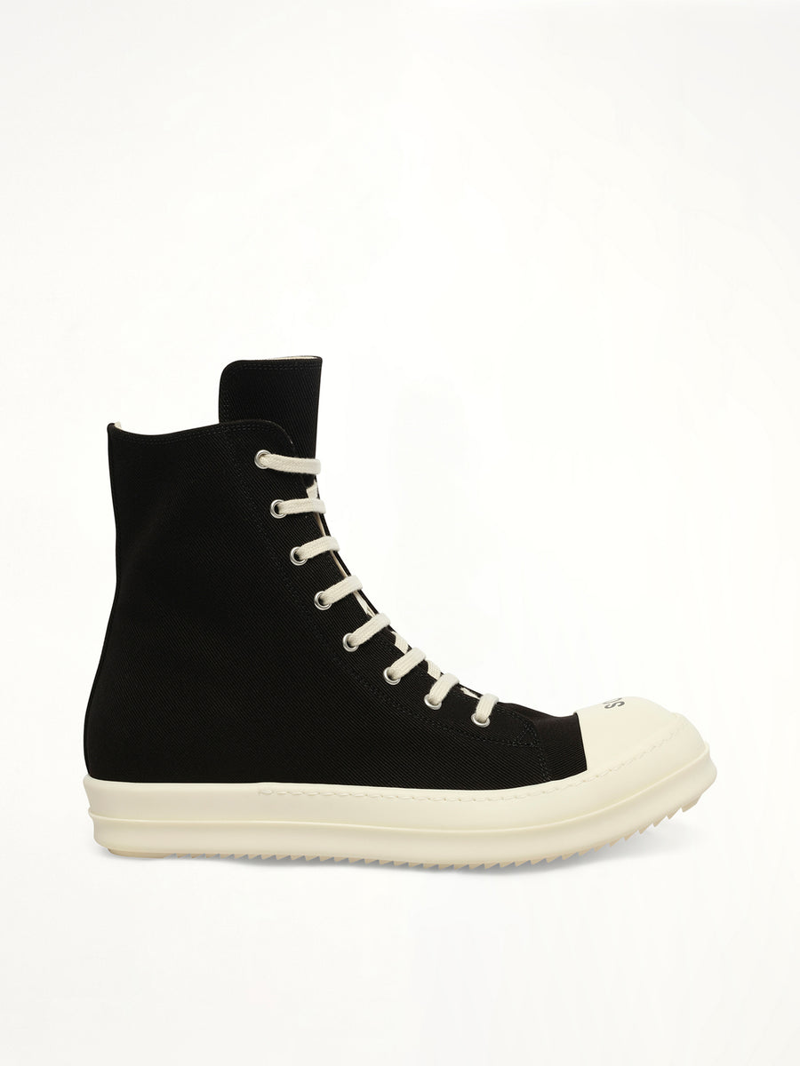 Sneaks in Black/Milk/Milk Side View | RICK OWENS DRKSHDW