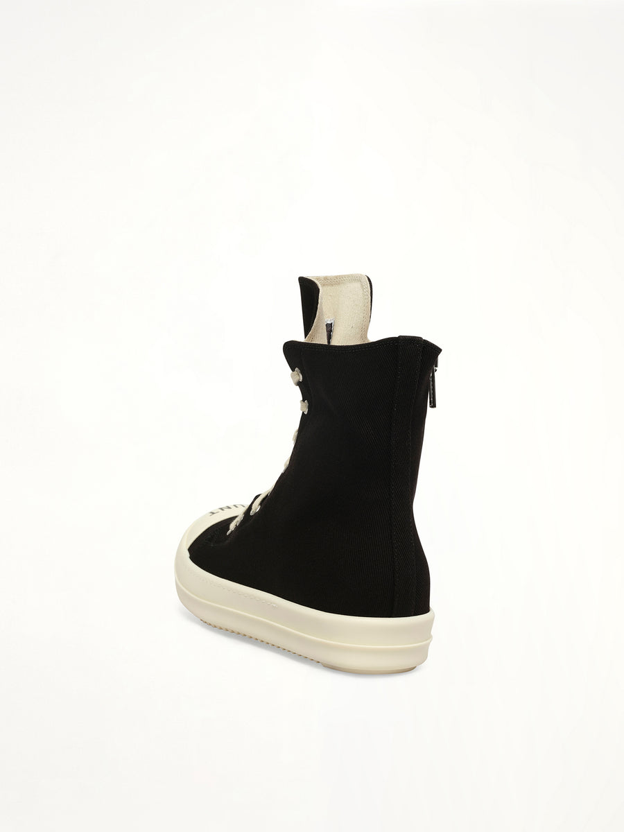 Sneaks in Black/Milk/Milk Back View | RICK OWENS DRKSHDW
