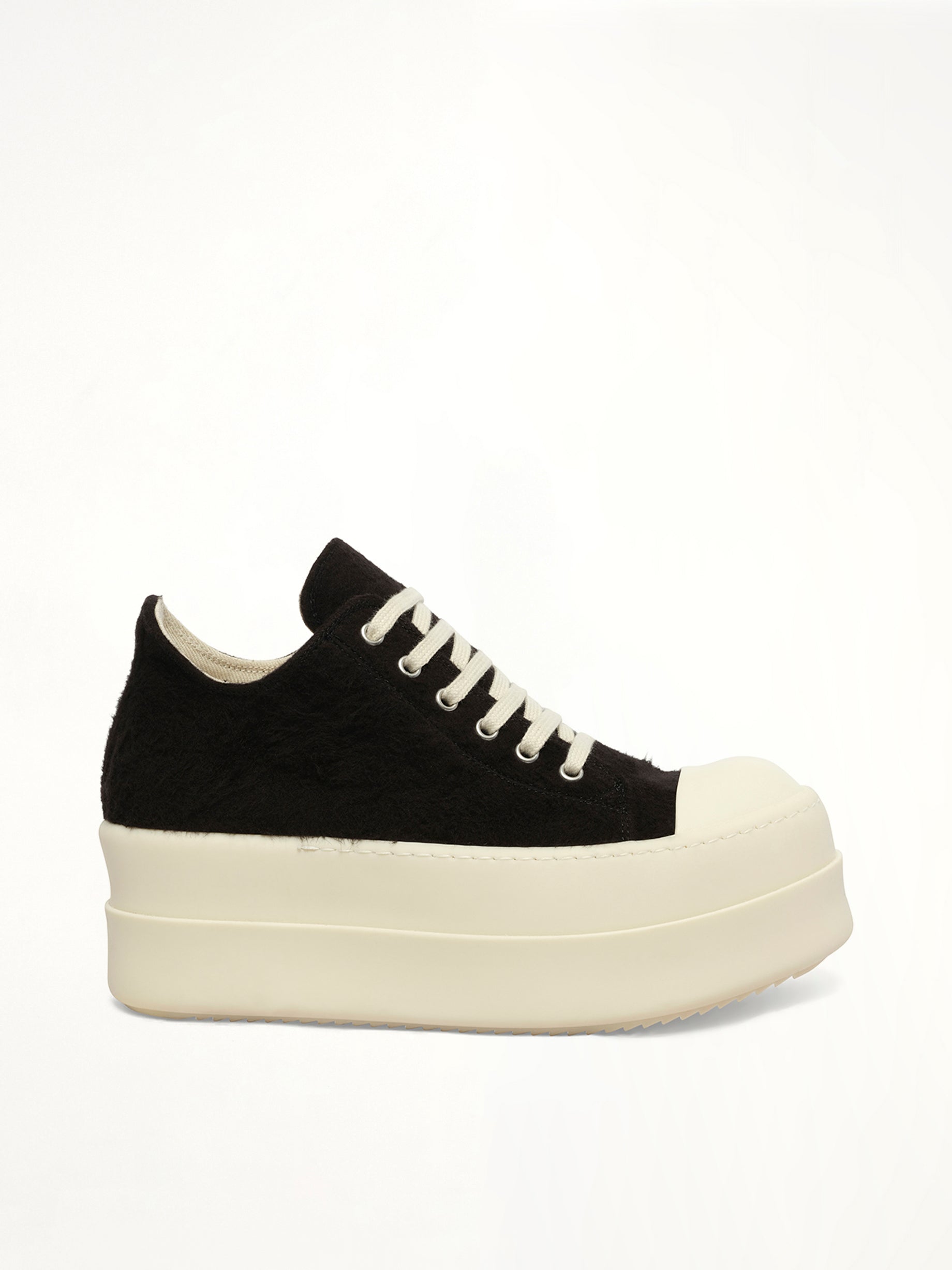 Double Bumper Low Sneaker in Black/Milk/Milk Side View | RICK OWENS DRKSHDW
