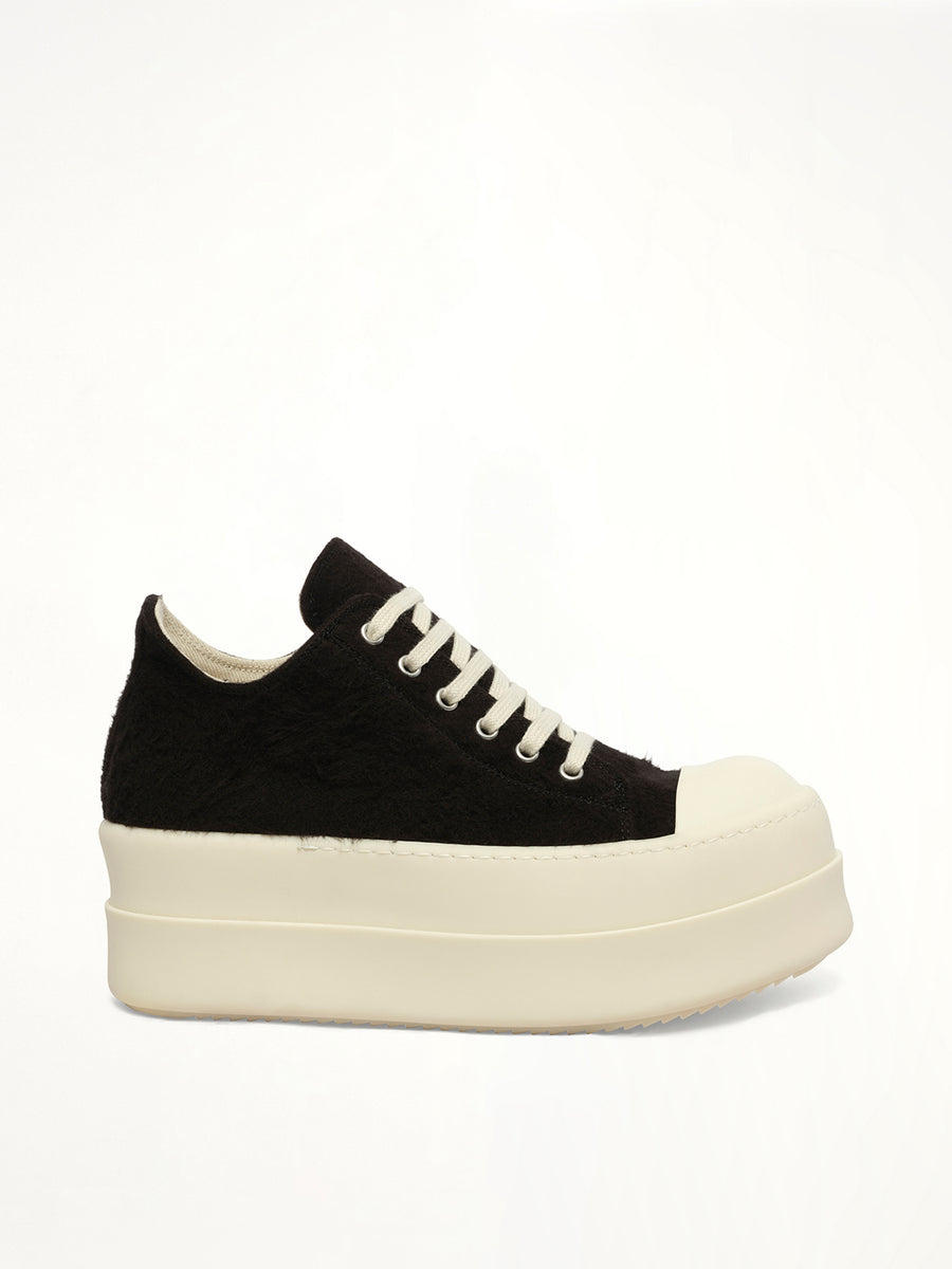Double Bumper Low Sneaker in Black/Milk/Milk Side View | RICK OWENS DRKSHDW