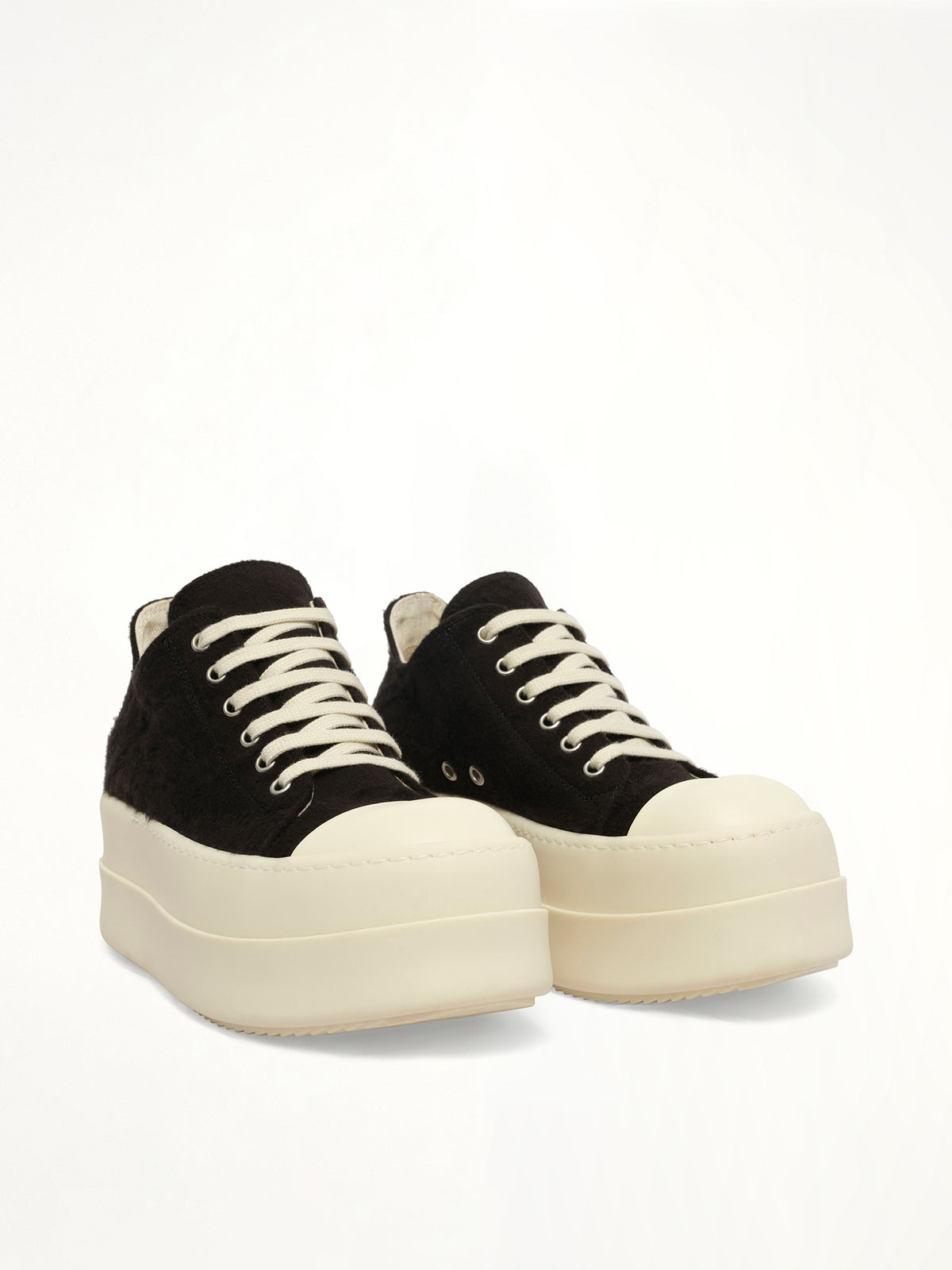 Double Bumper Low Sneaker in Black/Milk/Milk Front View | RICK OWENS DRKSHDW