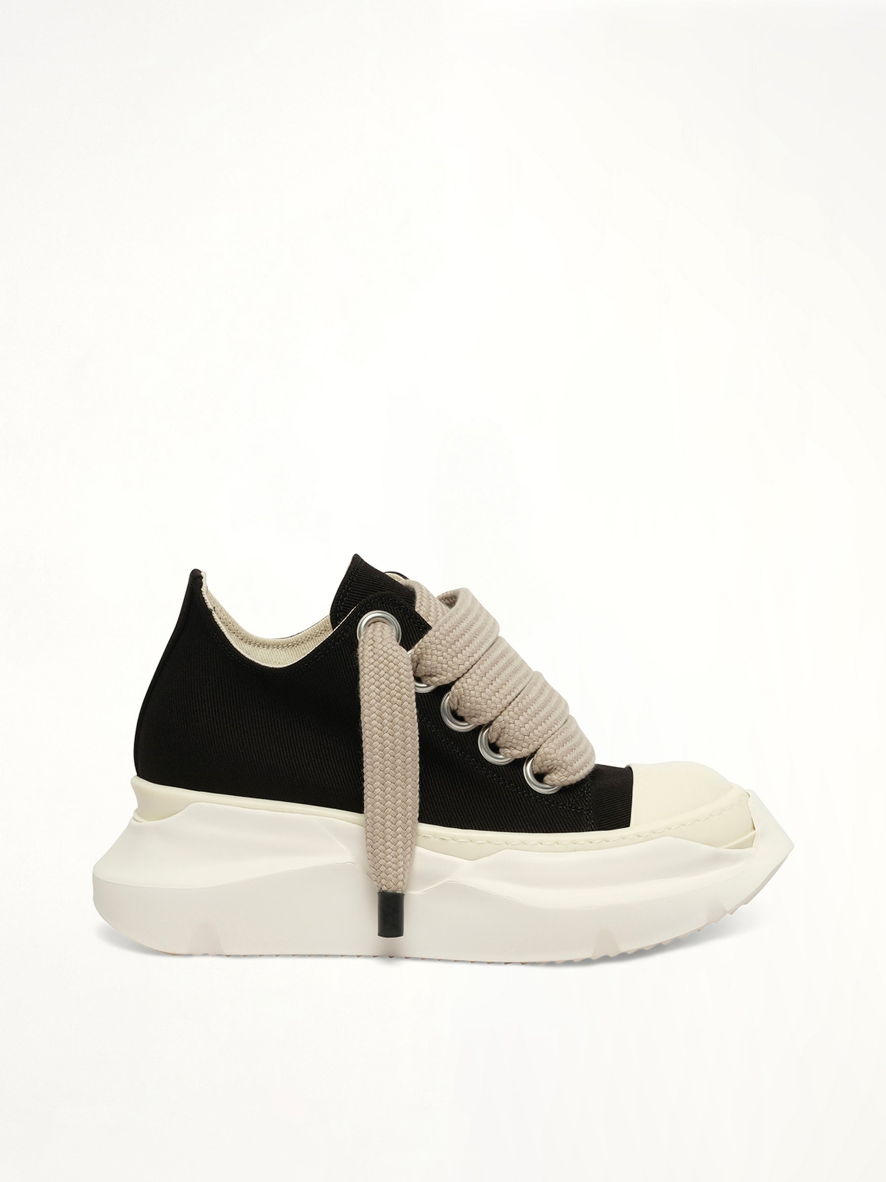 Jumbolace Abstract Low Sneaker in Black/Milk/Milk Side View | RICK OWENS DRKSHDW