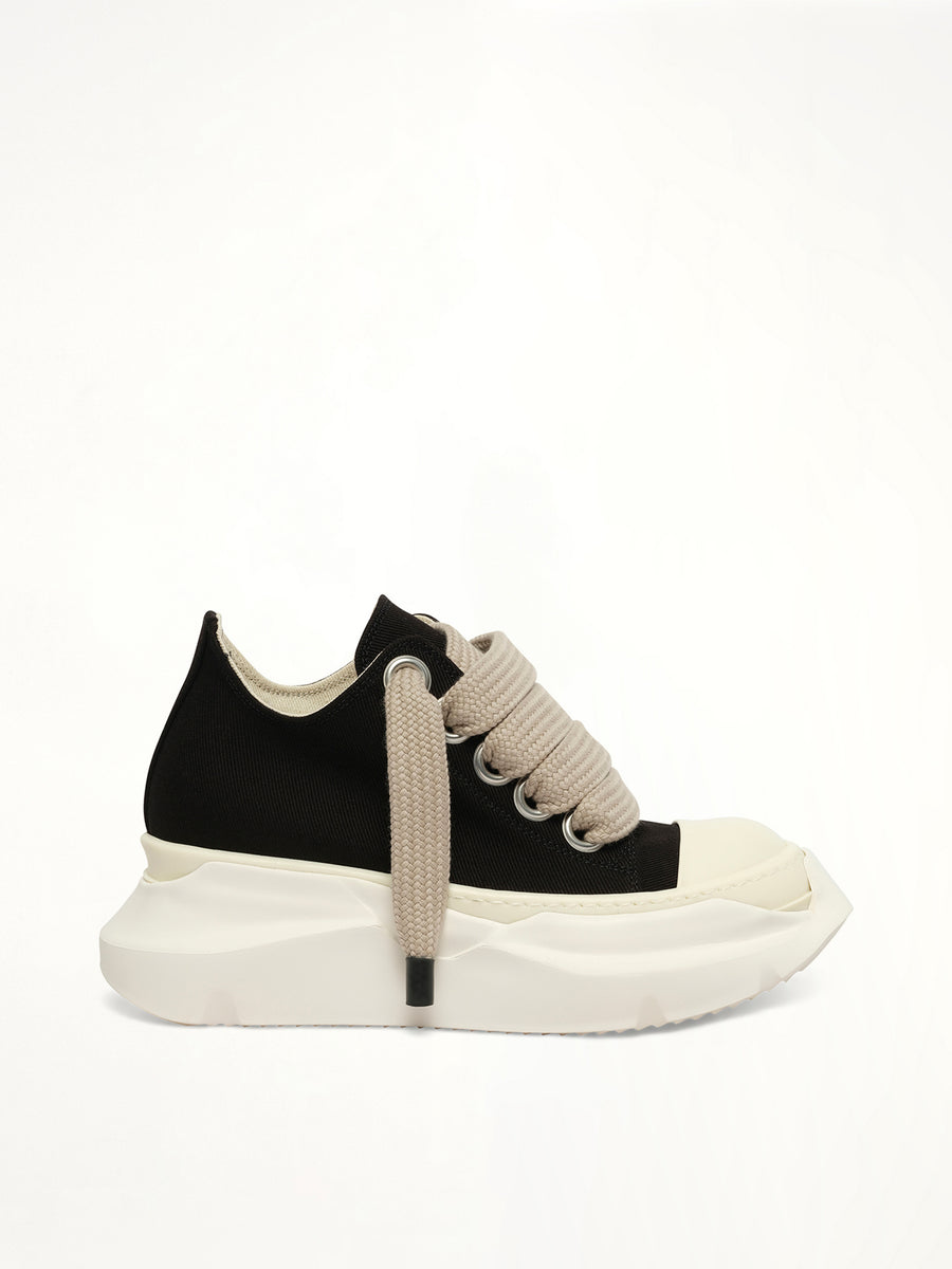 Jumbolace Abstract Low Sneaker in Black/Milk/Milk Side View | RICK OWENS DRKSHDW