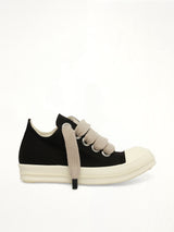 Jumbolace Low Sneaks in Black/Milk/Milk Side View | RICK OWENS DRKSHDW