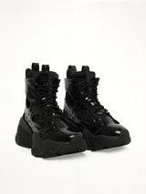Noir Kei Ninomiya X Reebok High Sneaker in Black Front View | NOIR KEI NINOMIYA
