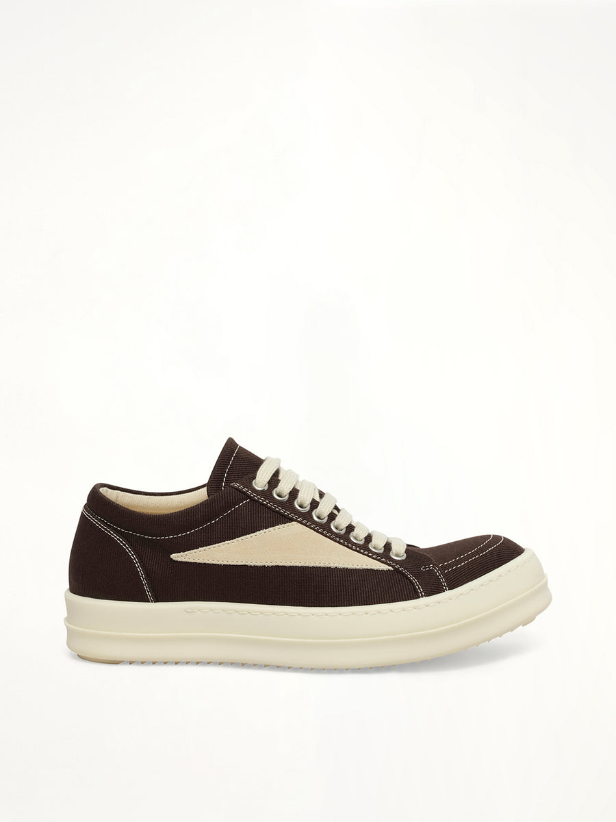 Vintage Sneaks in Dark Dust/Milk/Milk Side View | RICK OWENS DRKSHDW