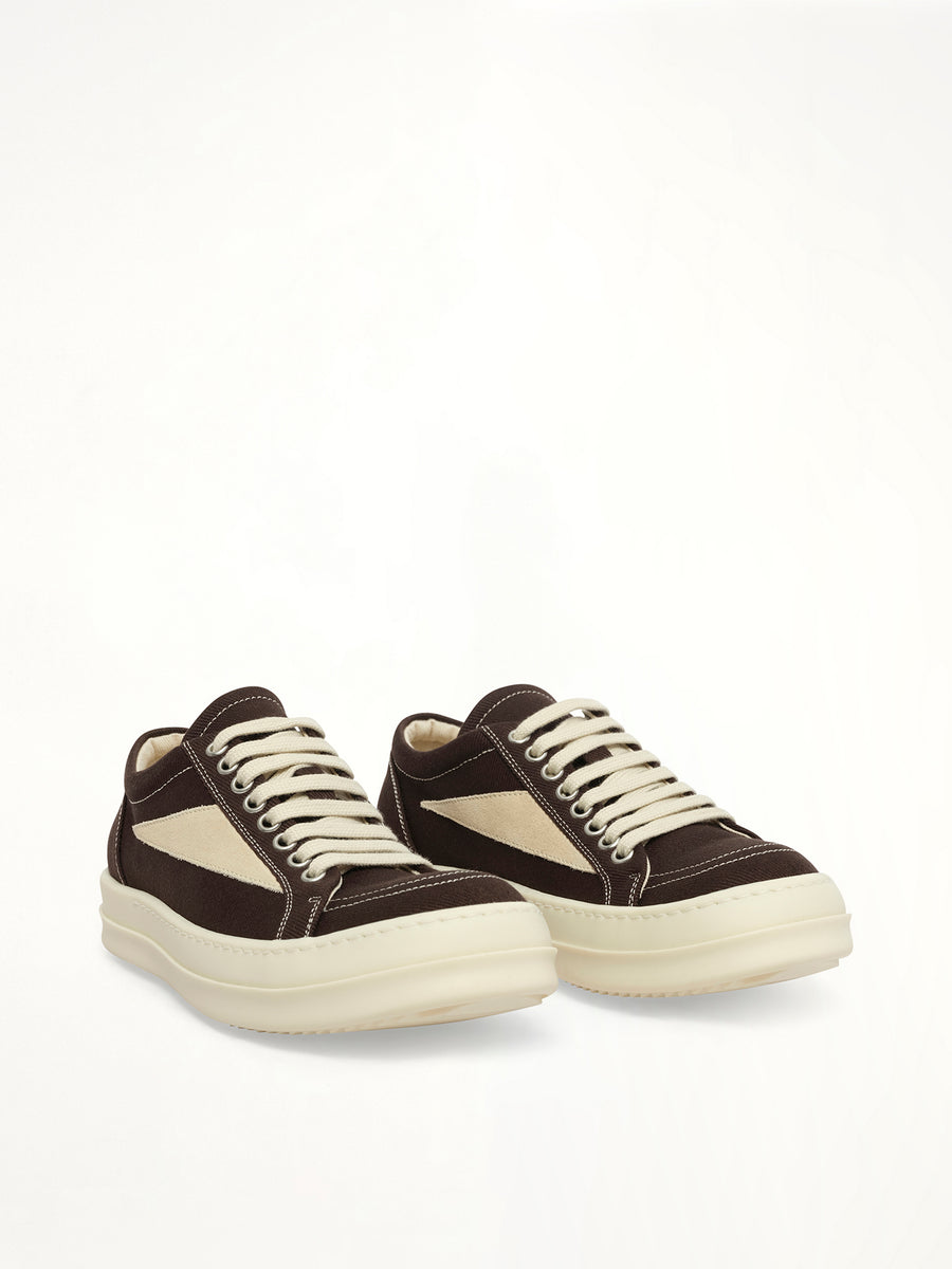 Vintage Sneaks in Dark Dust/Milk/Milk Front View | RICK OWENS DRKSHDW