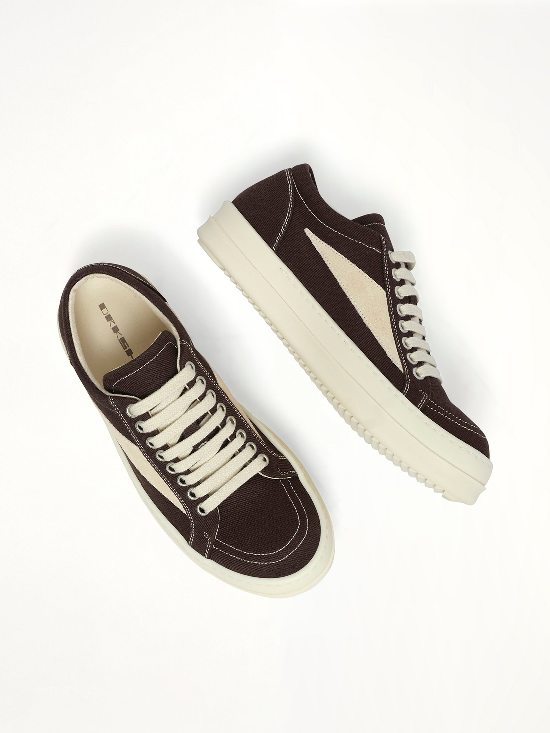 Vintage Sneaks in Dark Dust/Milk/Milk Top View | RICK OWENS DRKSHDW