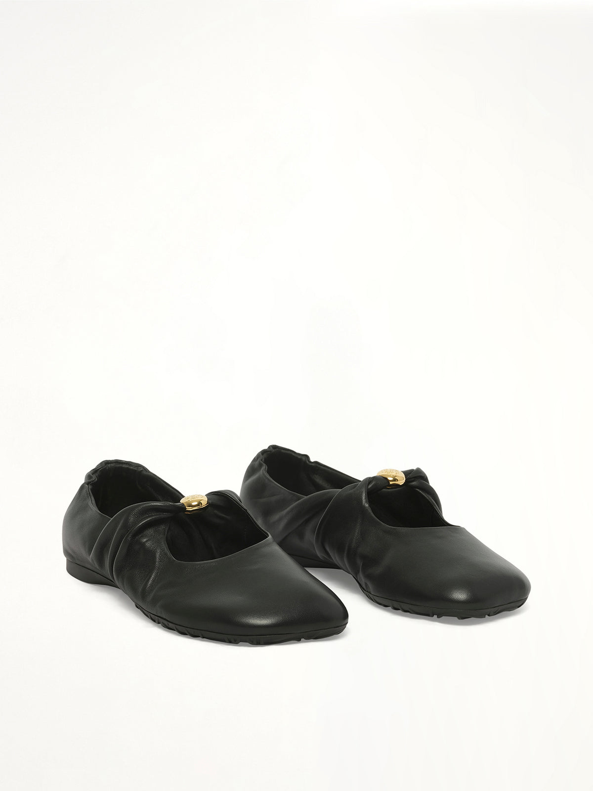 Pebble Soft Ballerina in Black Front View | LOEWE