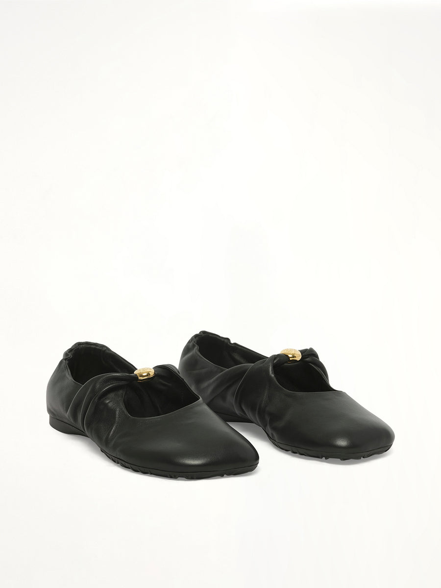 Pebble Soft Ballerina in Black Front View | LOEWE