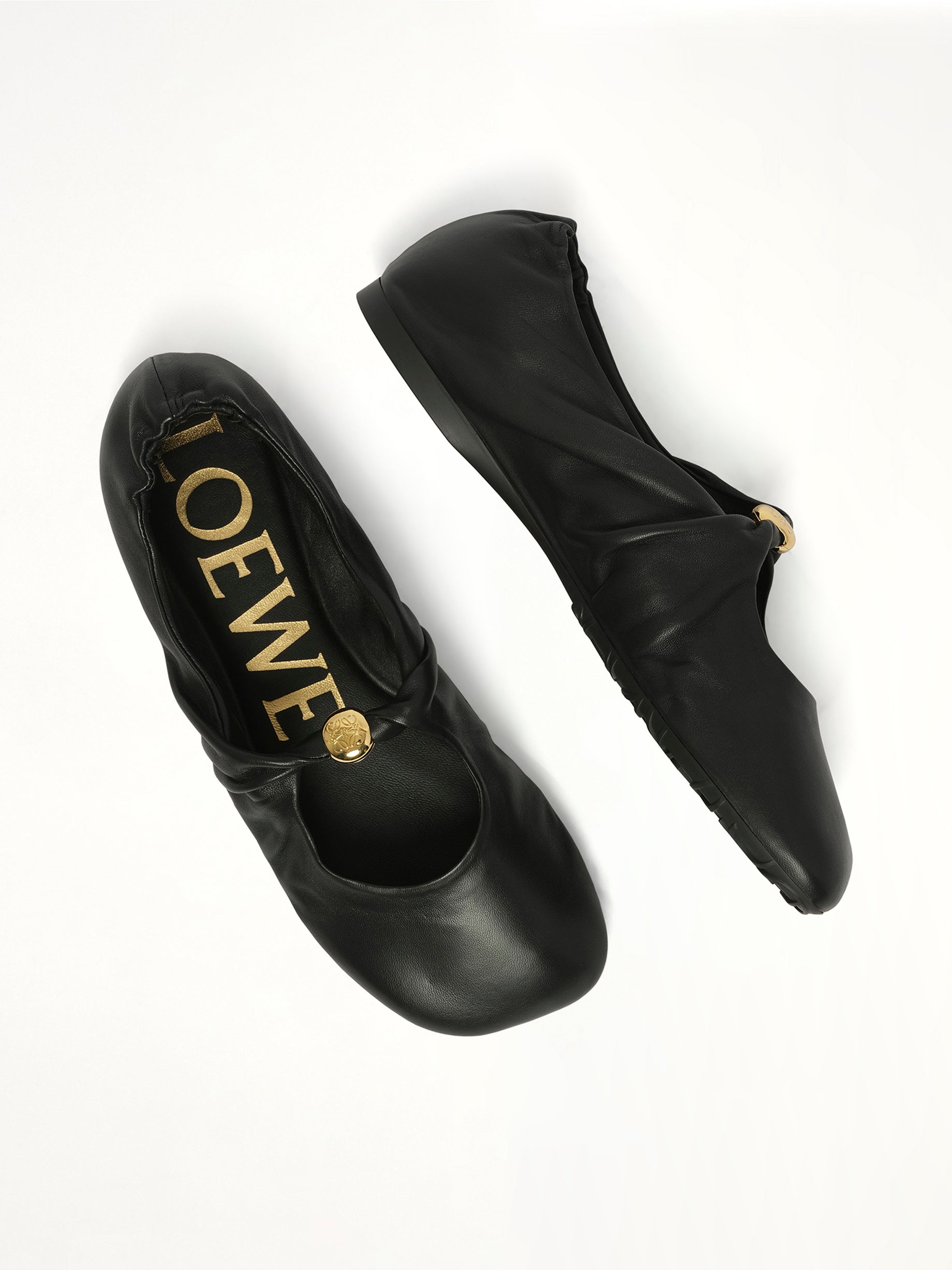 Pebble Soft Ballerina in Black Top View | LOEWE