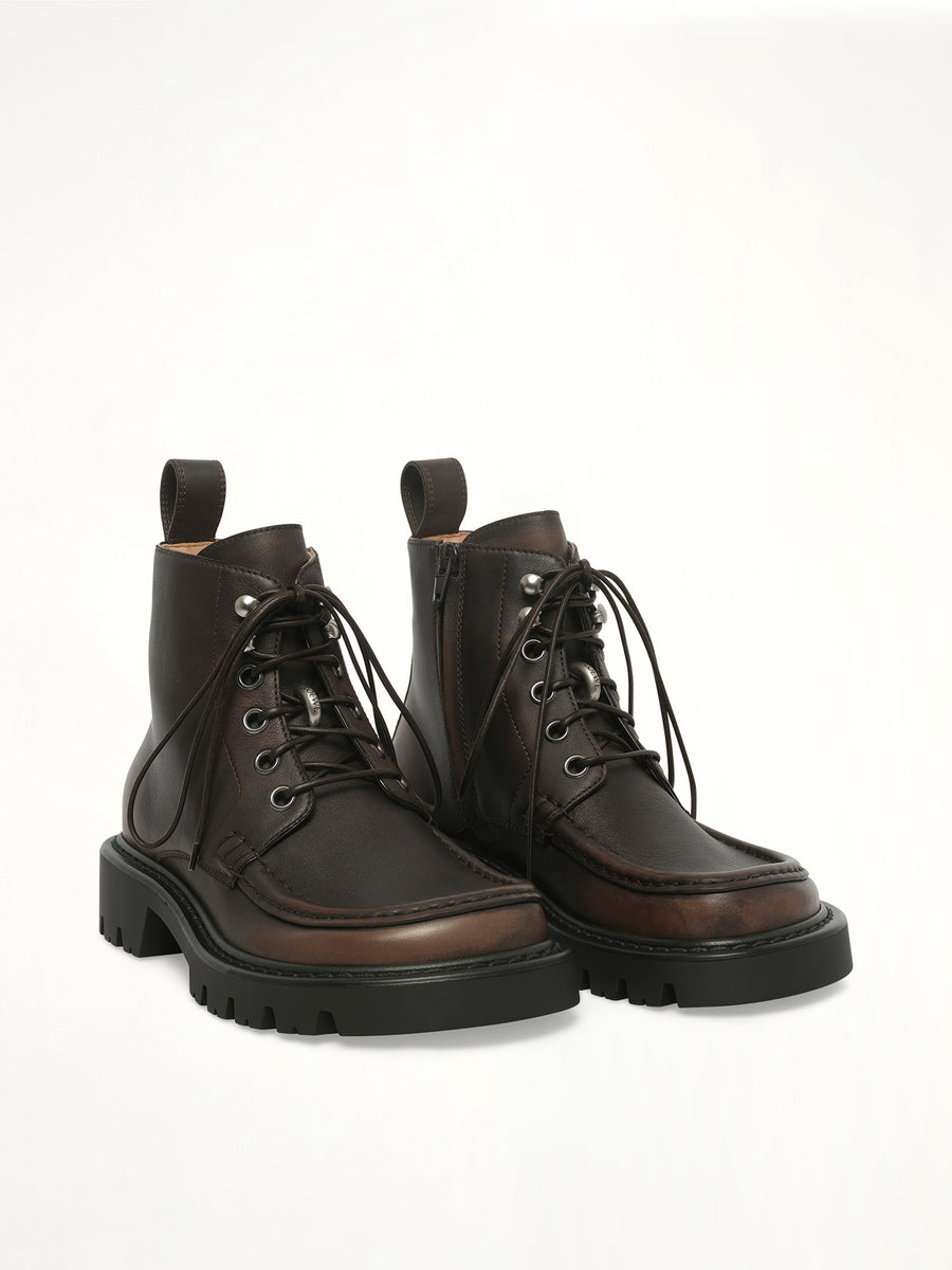 Sierra Bootie Donut in Dark Brown Front View | LOEWE