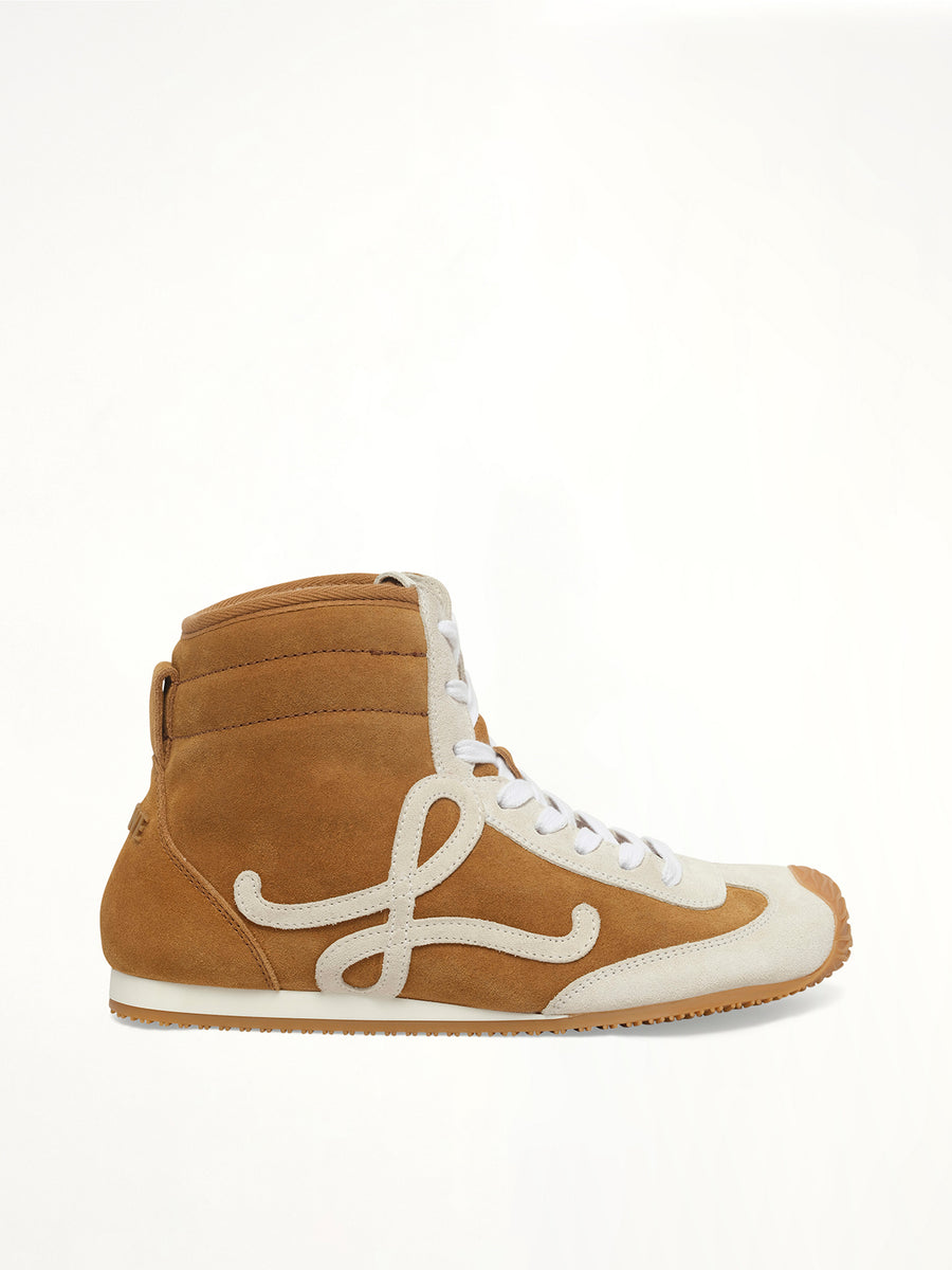 Ballet Runner 2.0 High Top in Tan/White Side View | LOEWE