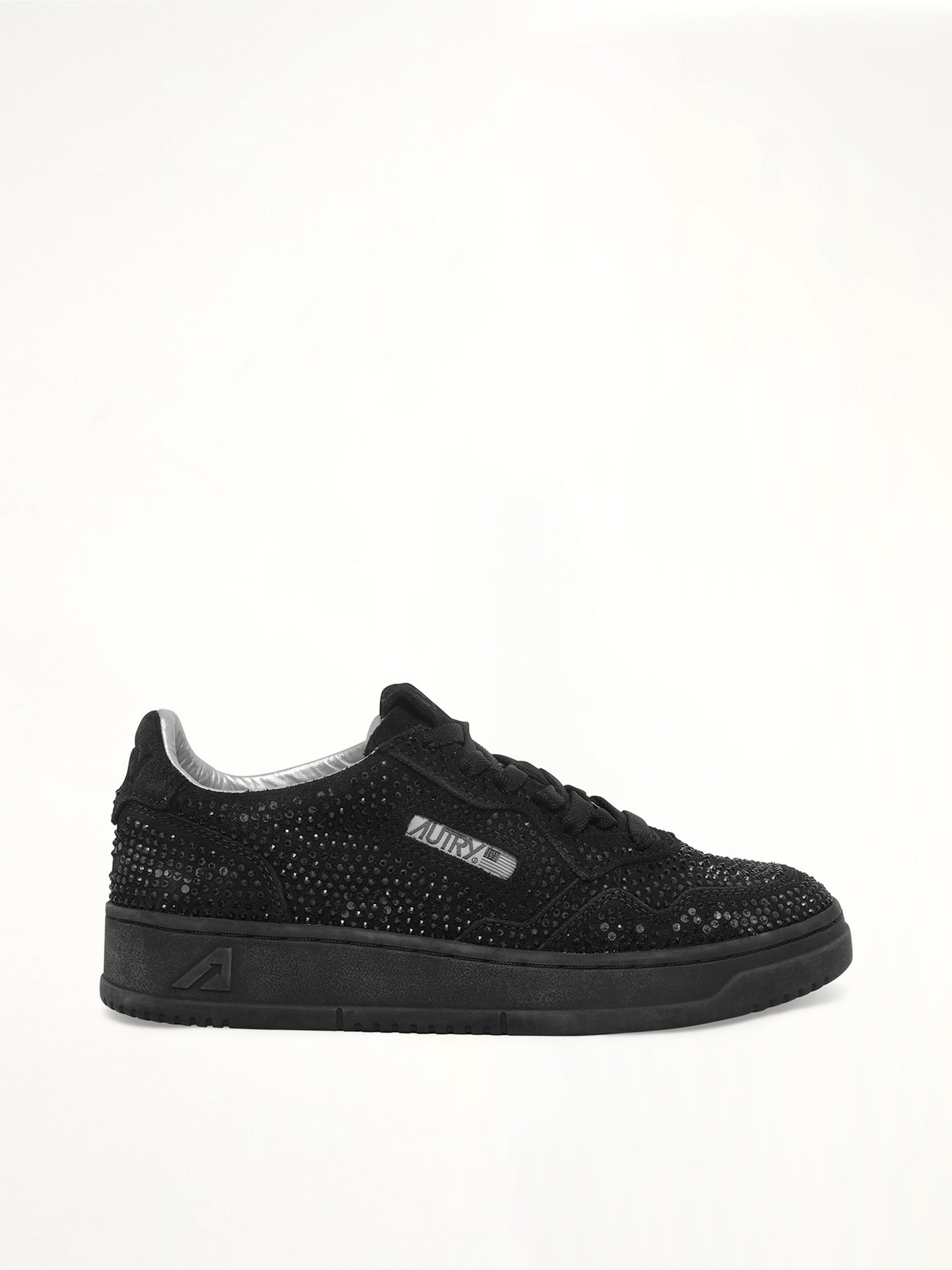 Medalist Low Strass Sneaker in Black Side View | AUTRY