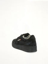Medalist Low Strass Sneaker in Black Back View | AUTRY