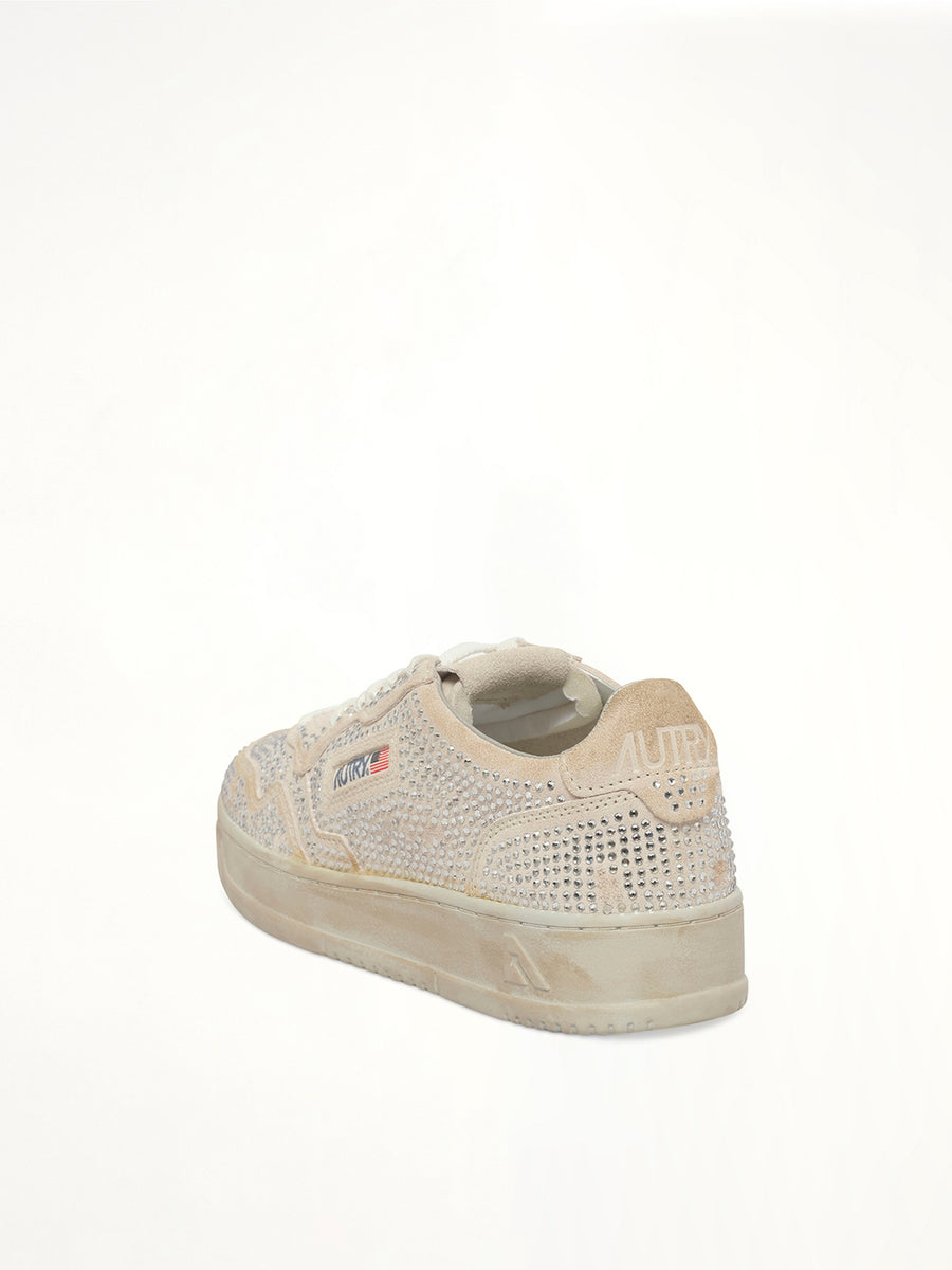 Medalist Low Strass Sneaker in White Back View | AUTRY