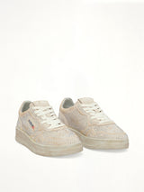 Medalist Low Strass Sneaker in White Front View | AUTRY
