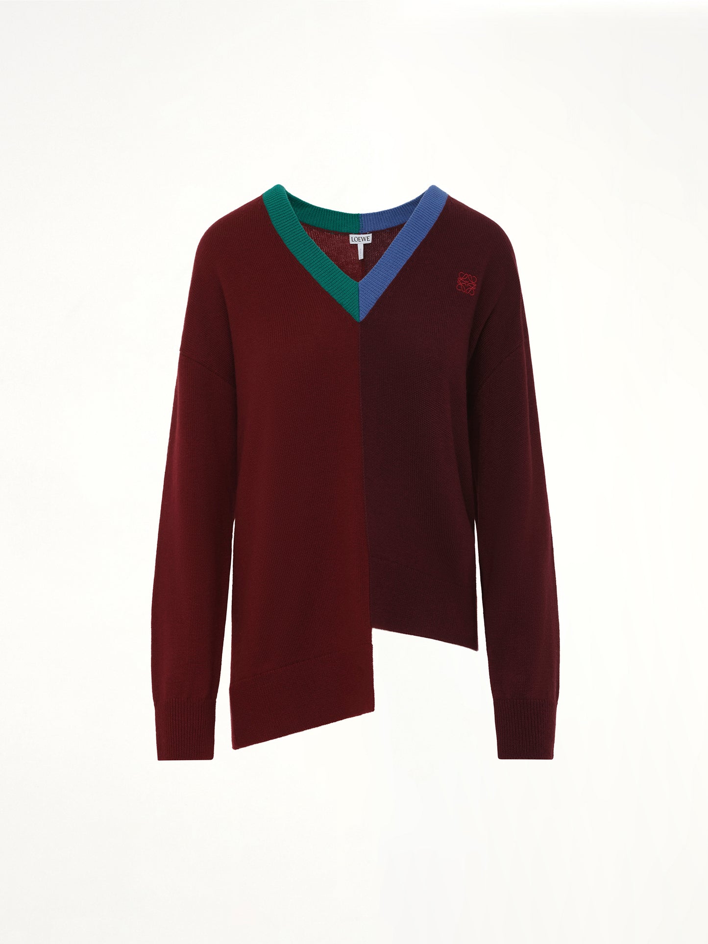 Asymmetric Sweater in Green/Red/Multicolour