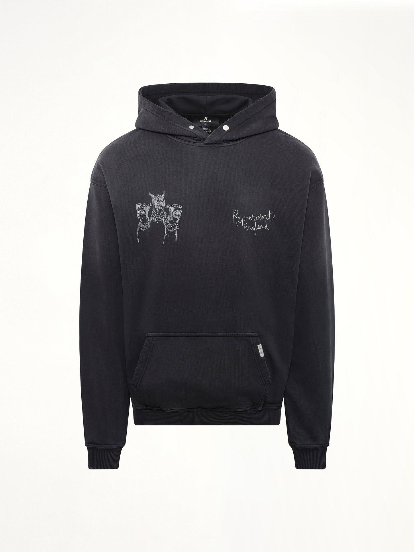 Hand Drawn Thoroughbred Dogs Hoodie in Aged Black