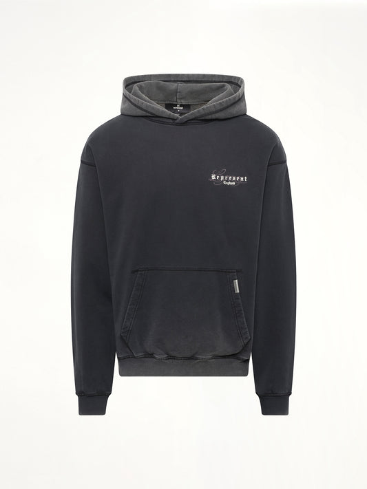Represent Legacy Overprint Hoodie in Vintage Black