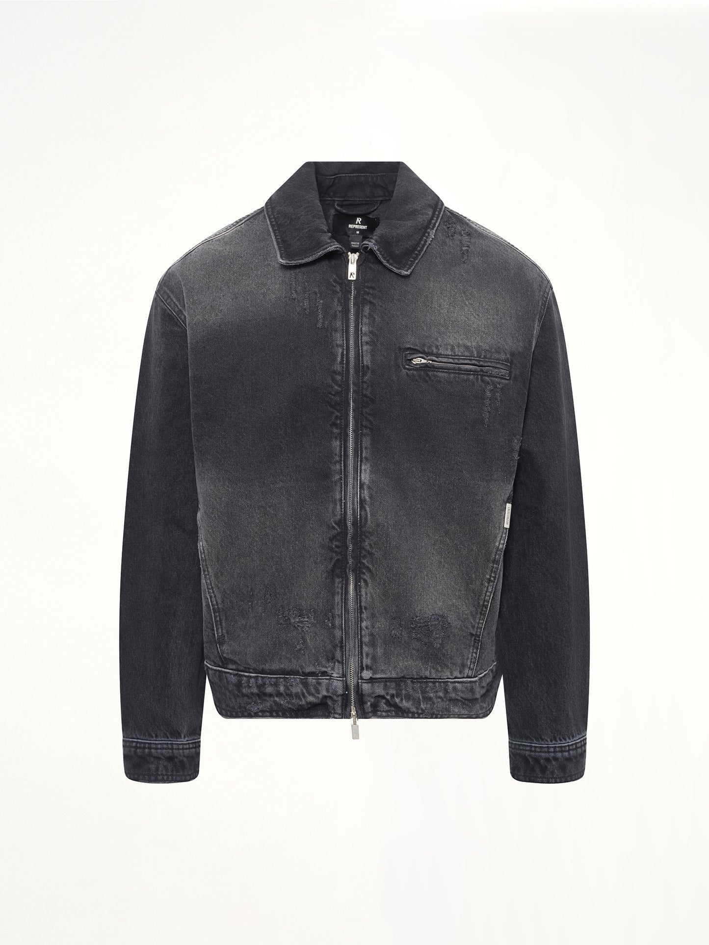 Collared Denim Jacket in Aged Black
