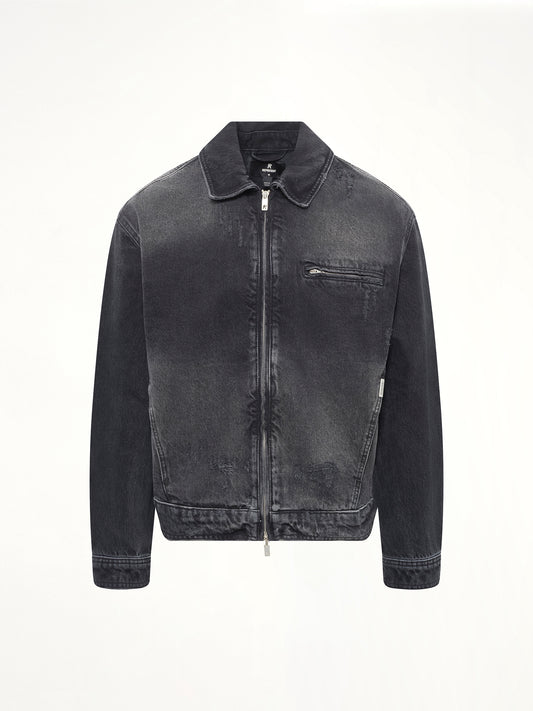 Collared Denim Jacket in Aged Black