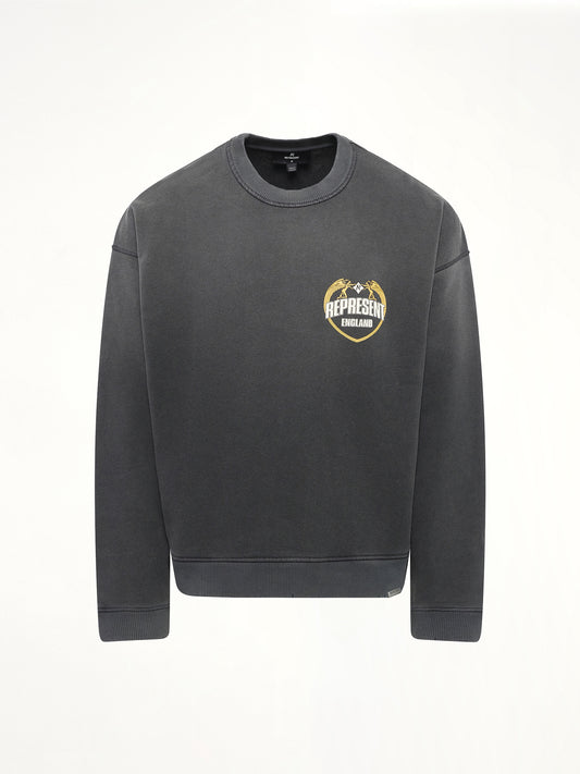 Represent Angel Border Sweatshirt in Stained Black