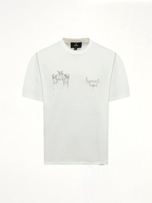 Hand Drawn Thoroughbred Dogs T-Shirt in Washed Ecru