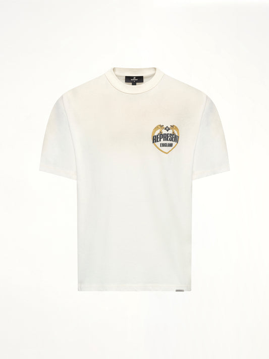 Represent Angel Border T-Shirt in Washed Ecru