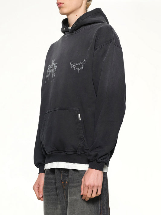 Hand Drawn Thoroughbred Dogs Hoodie in Aged Black