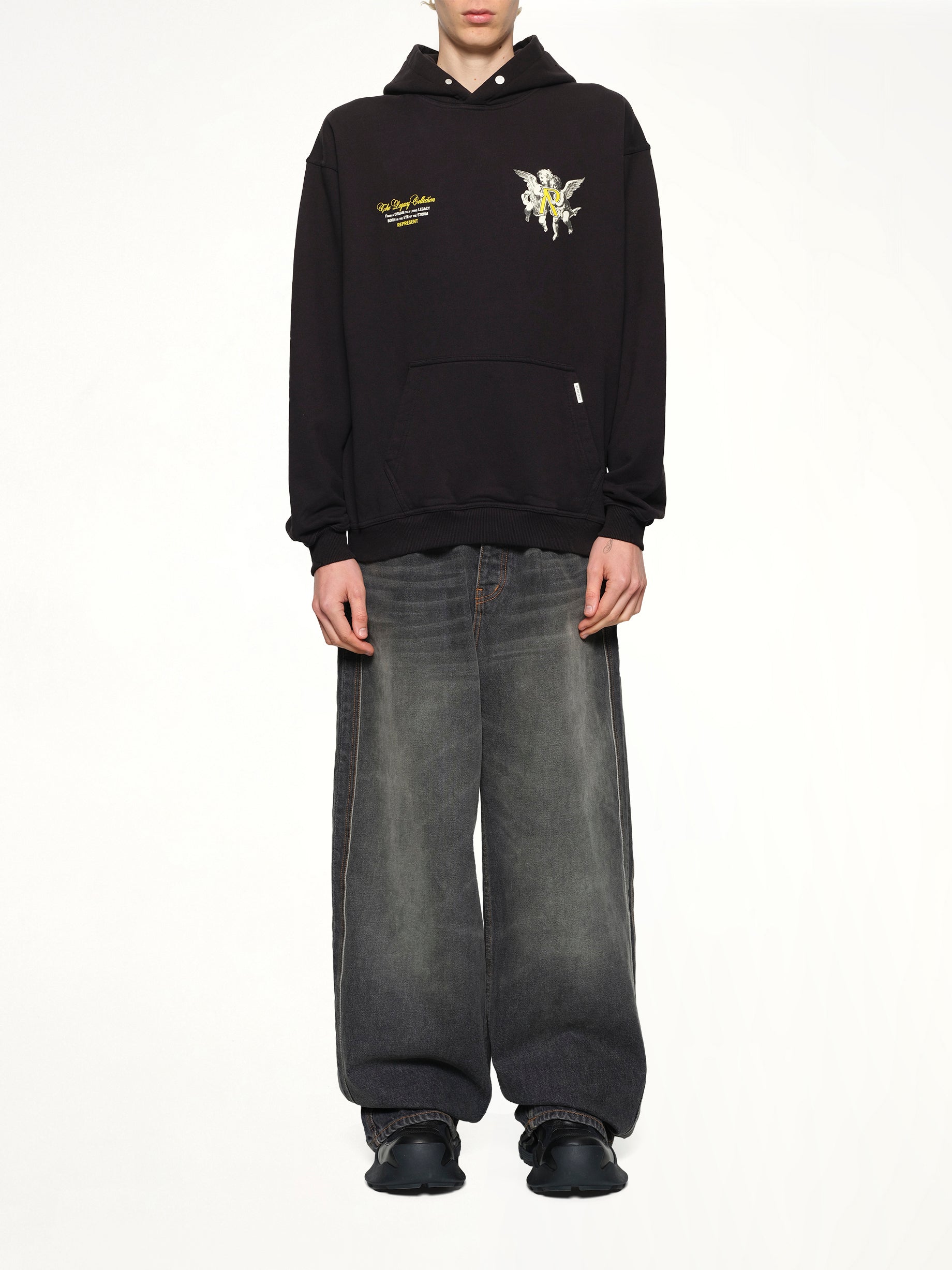 Represent Legacy Cherubs Hoodie in Jet Black