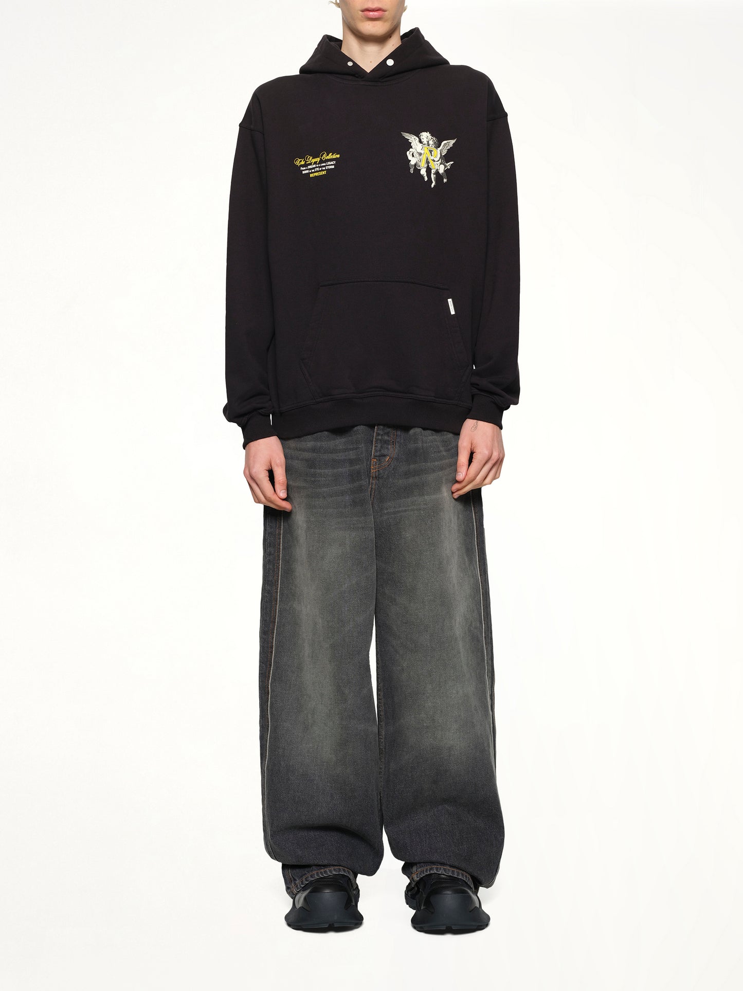 Represent Legacy Cherubs Hoodie in Jet Black