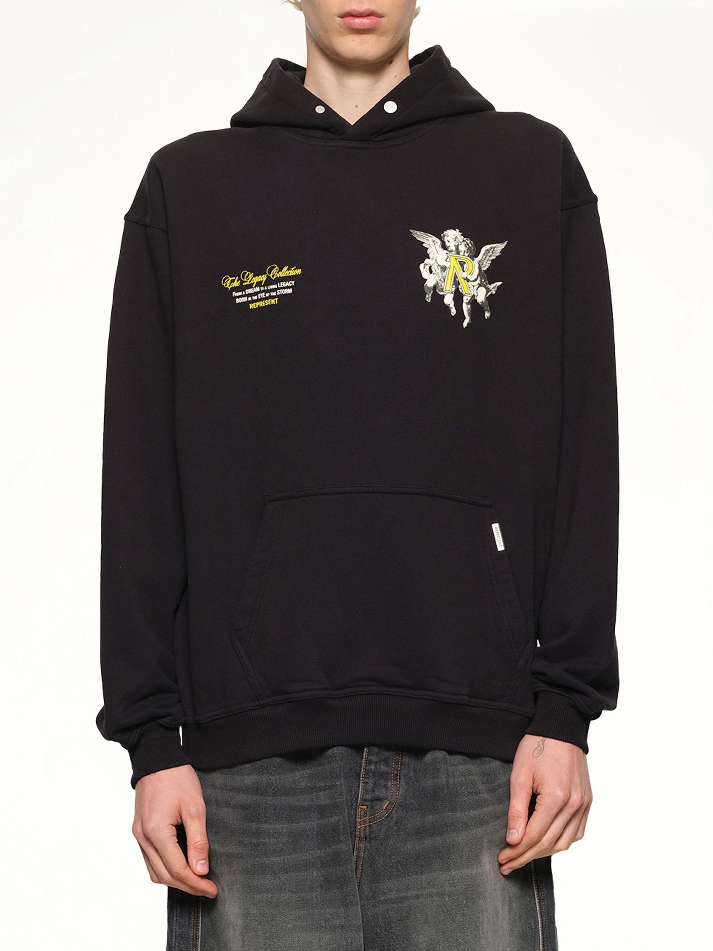 Represent Legacy Cherubs Hoodie in Jet Black