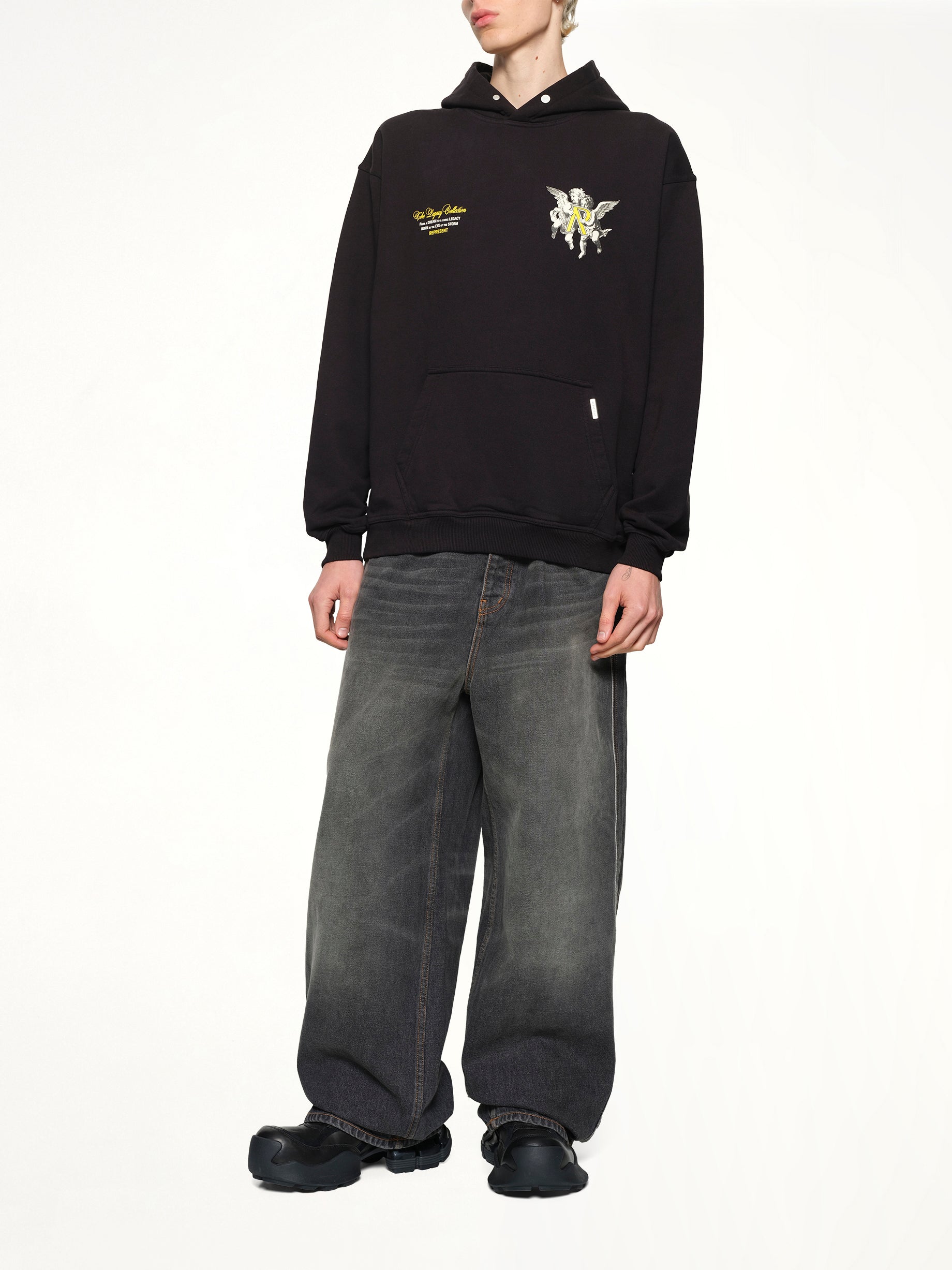 Represent Legacy Cherubs Hoodie in Jet Black