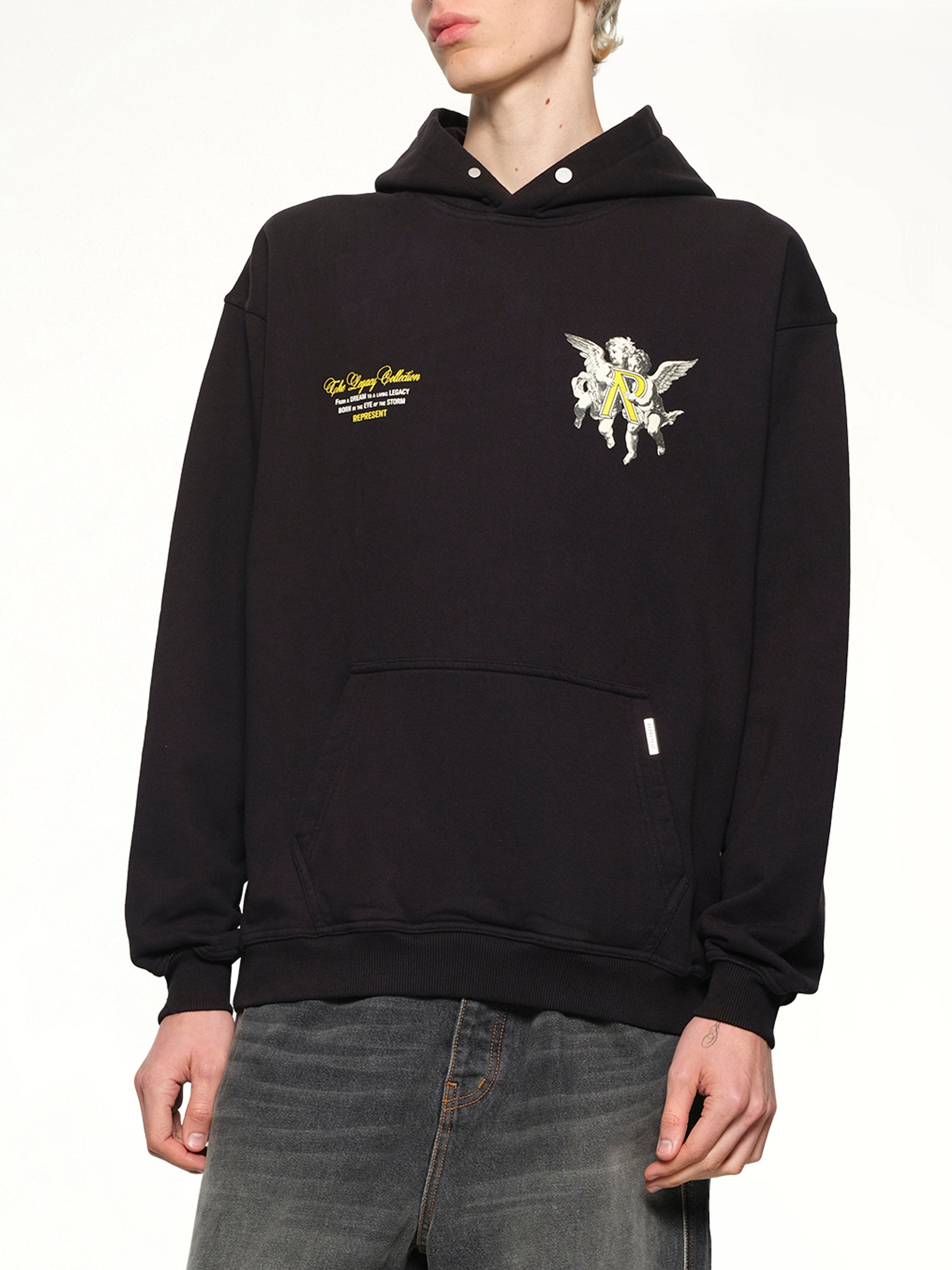 Represent Legacy Cherubs Hoodie in Jet Black