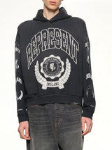 Represent Legacy Crest Hoodie in Stained Black