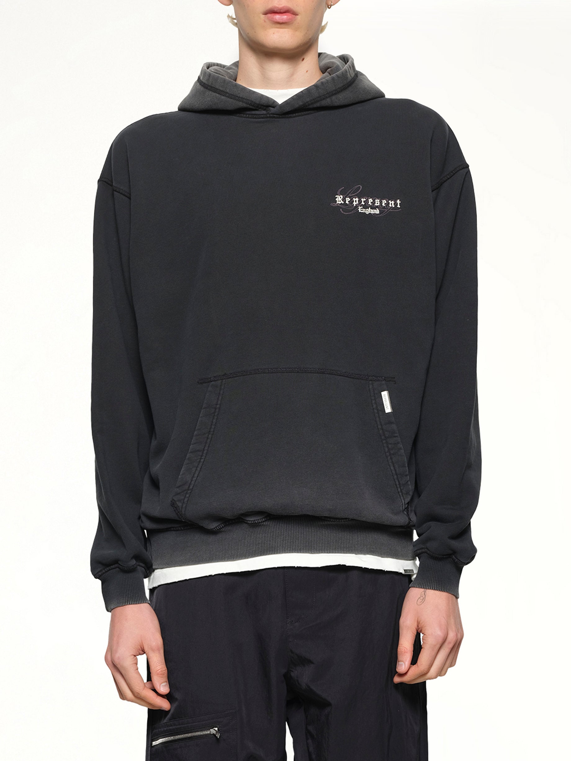 Represent Legacy Overprint Hoodie in Vintage Black