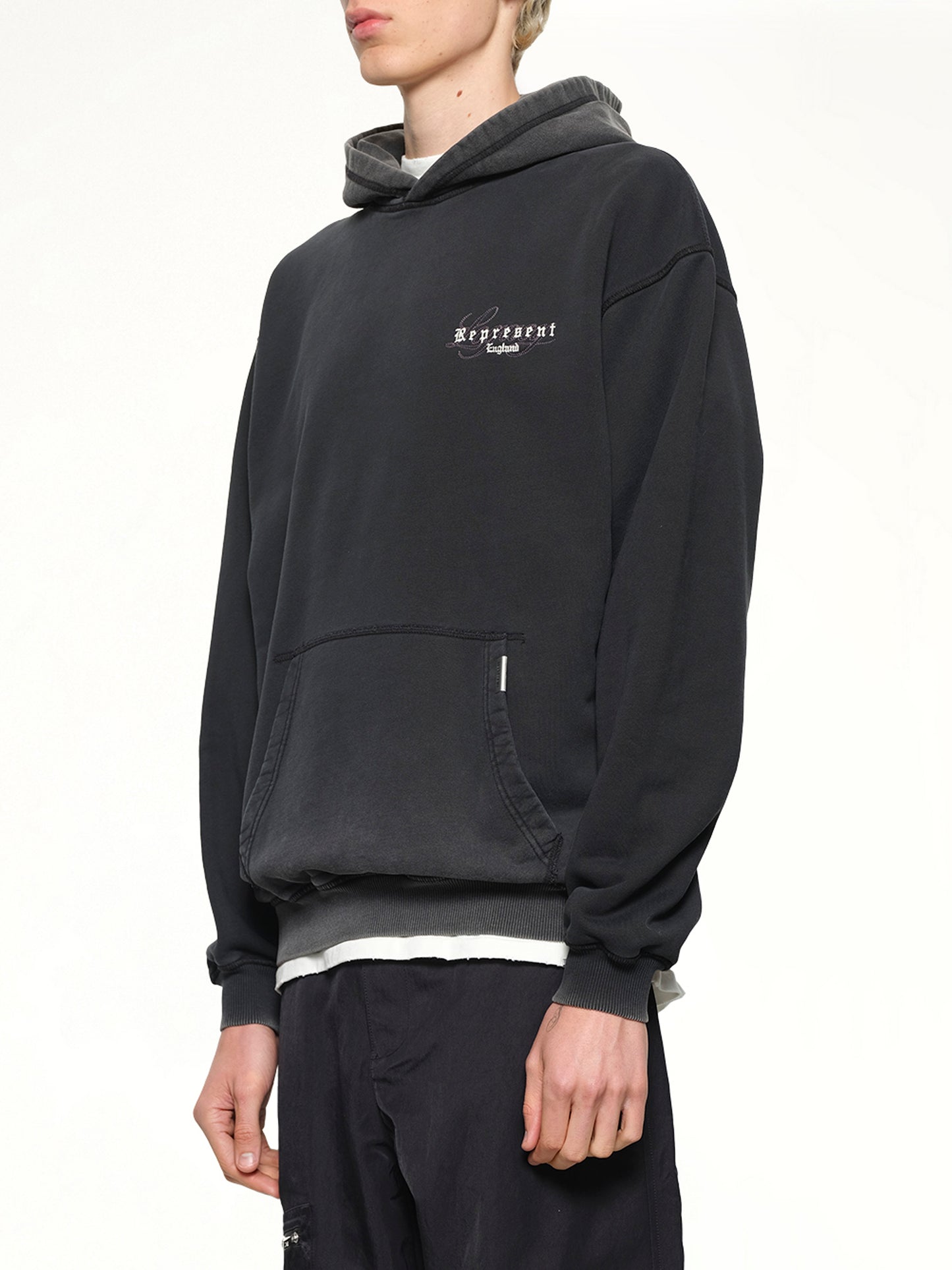 Represent Legacy Overprint Hoodie in Vintage Black