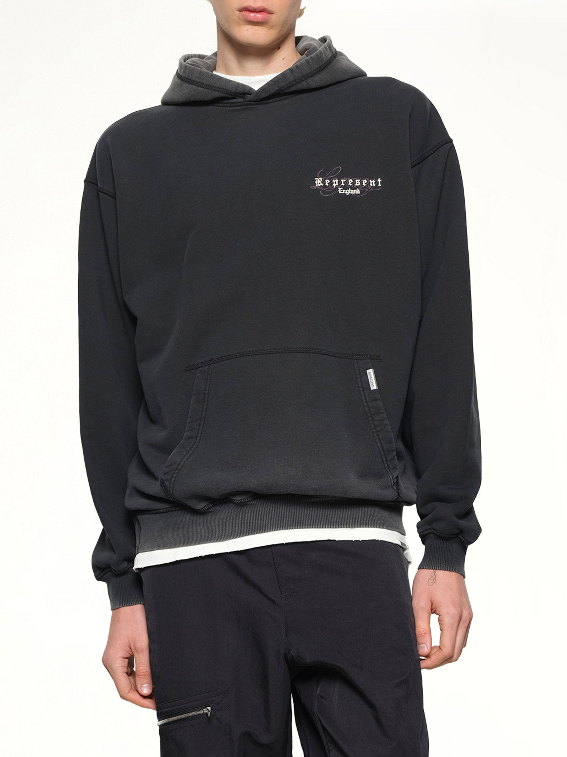 Represent Legacy Overprint Hoodie in Vintage Black
