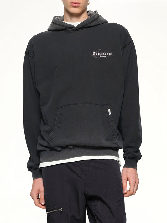 Represent Legacy Overprint Hoodie in Vintage Black
