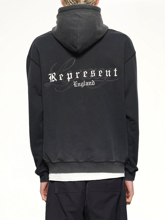 Represent Legacy Overprint Hoodie in Vintage Black