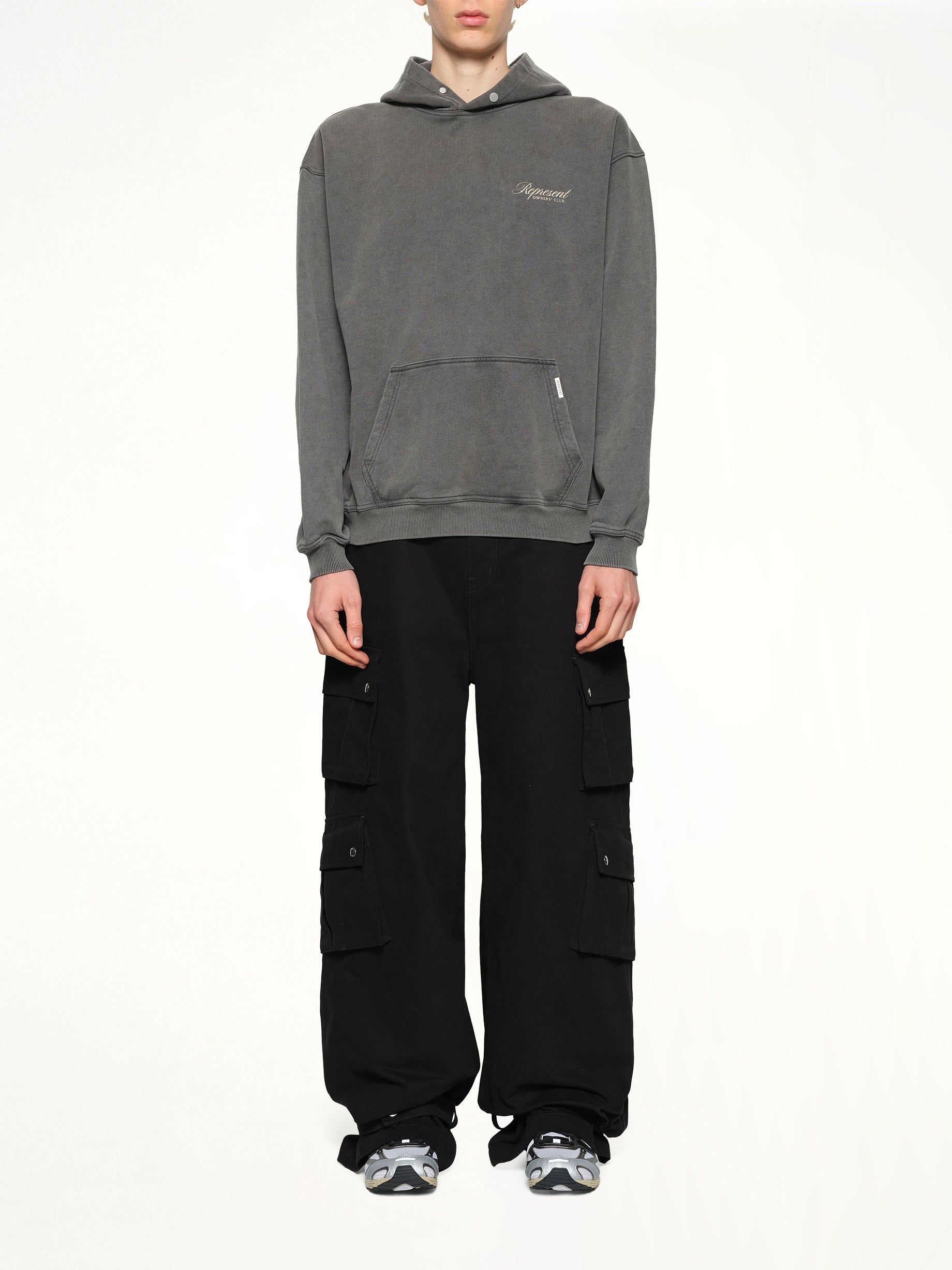 Represent Owners Club Script Hoodie in Vintage Grey