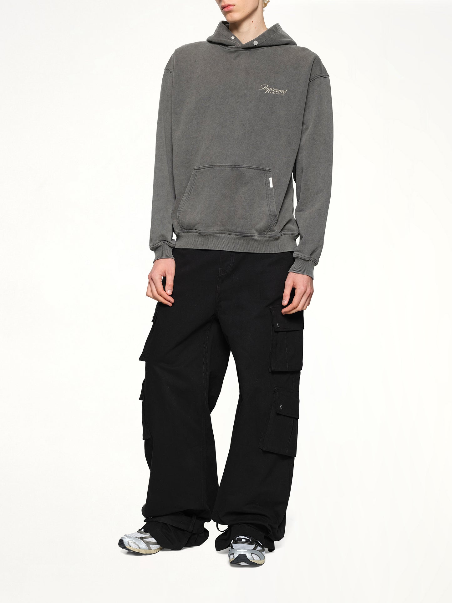 Represent Owners Club Script Hoodie in Vintage Grey