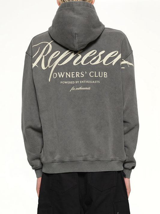 Represent Owners Club Script Hoodie in Vintage Grey