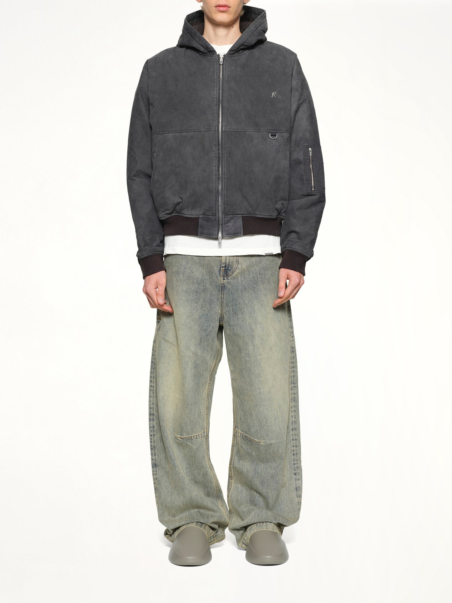 Hooded Bomber in Washed Black