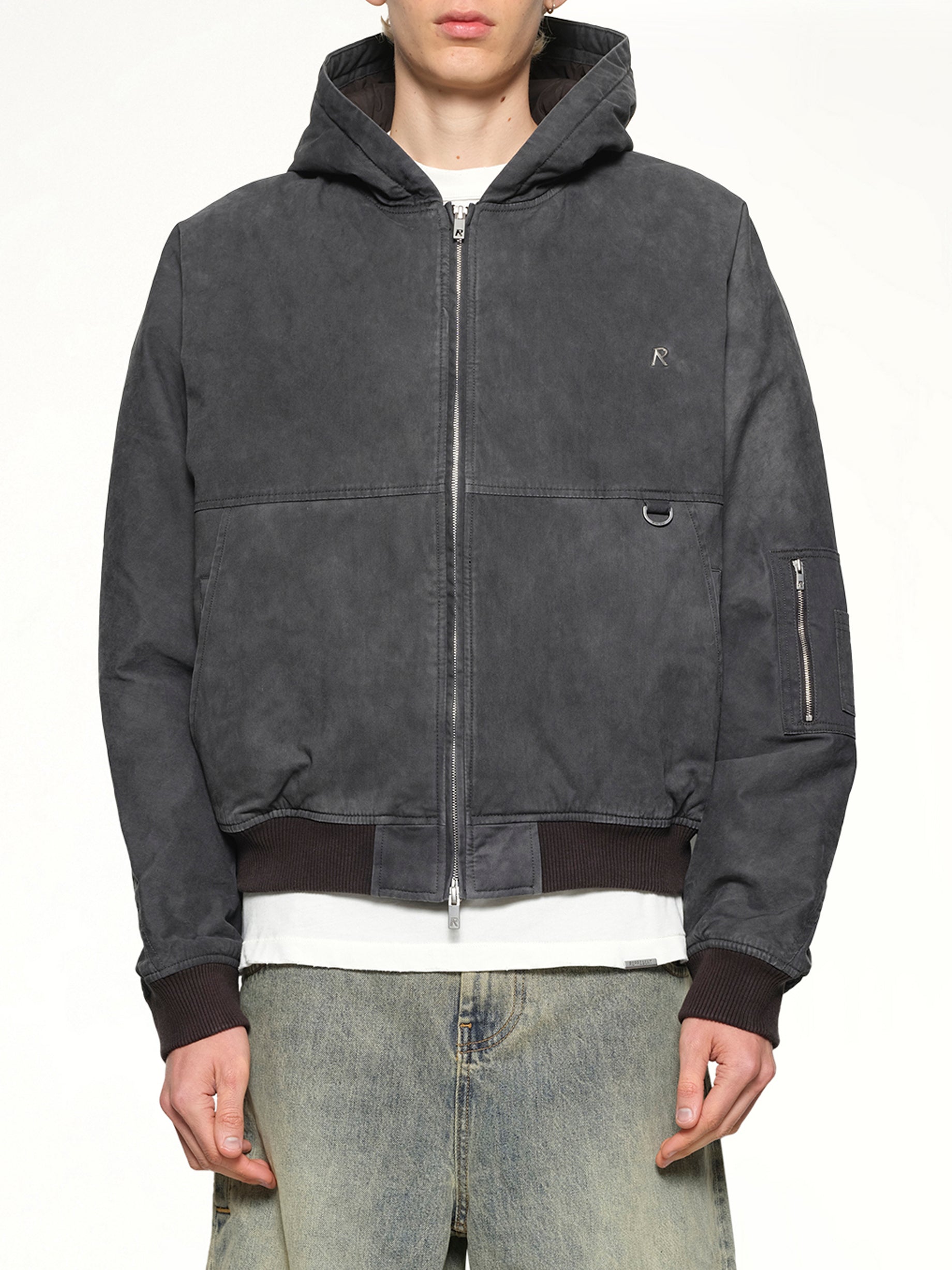 Hooded Bomber in Washed Black