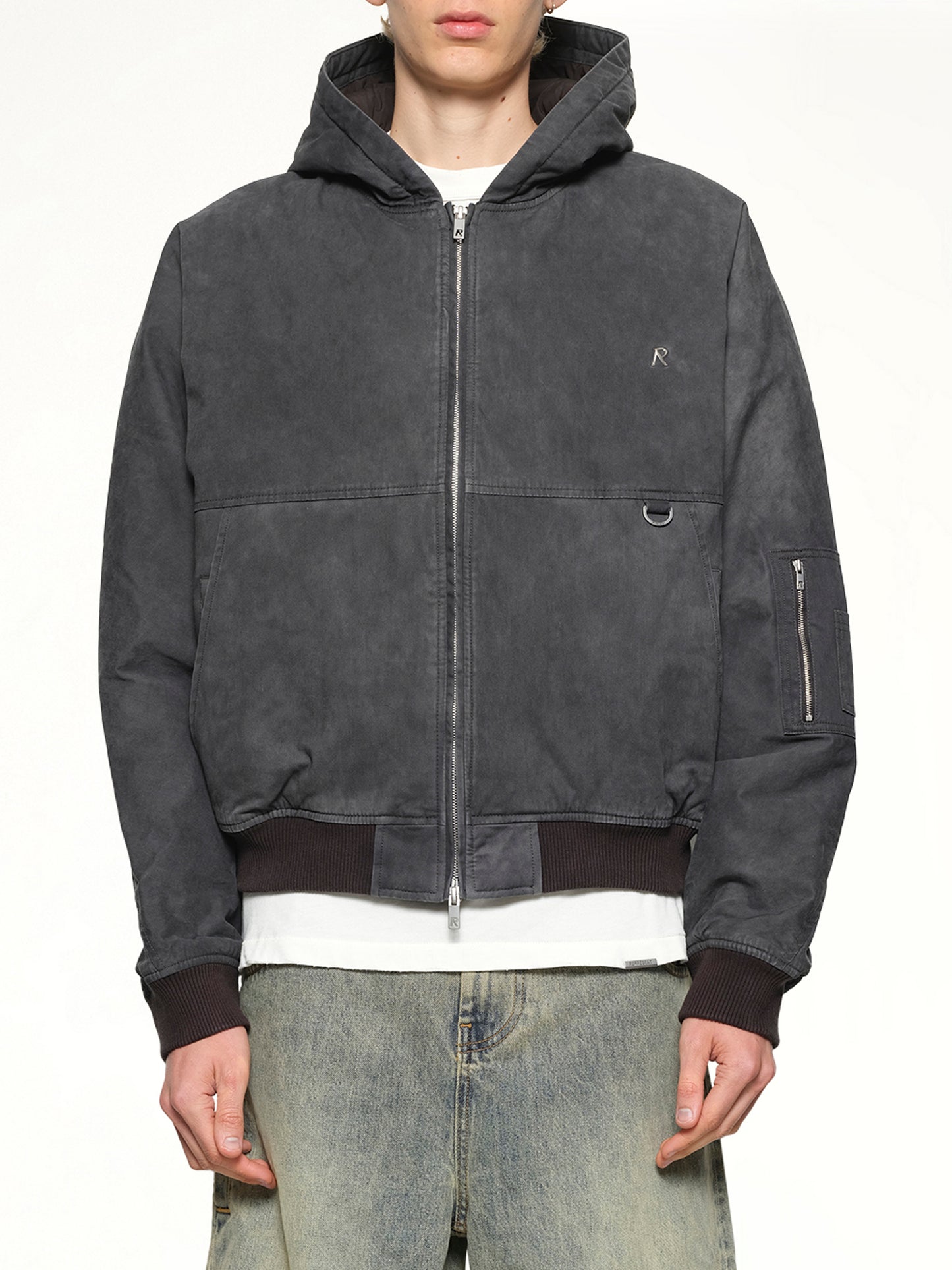 Hooded Bomber in Washed Black